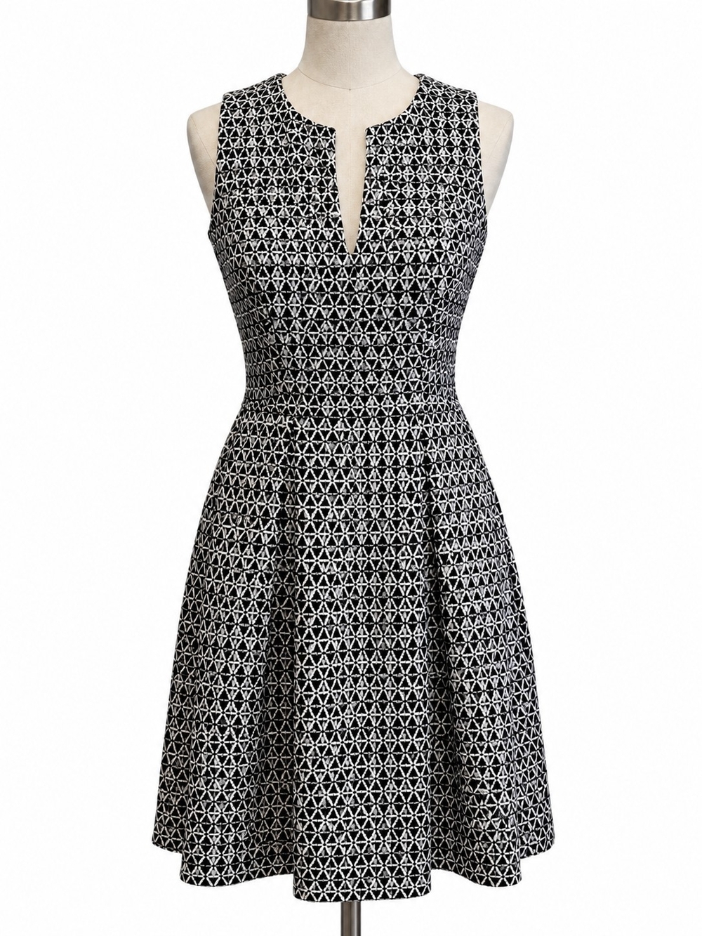 J.Crew Black & White Geometric Fit & Flare Dress – Size 2
